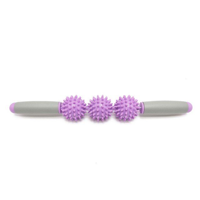 Gym Muscle Massage Roller Stick Yoga Massage Relax Tool Muscle Roller Sticks with 3 Point Spiky Ball