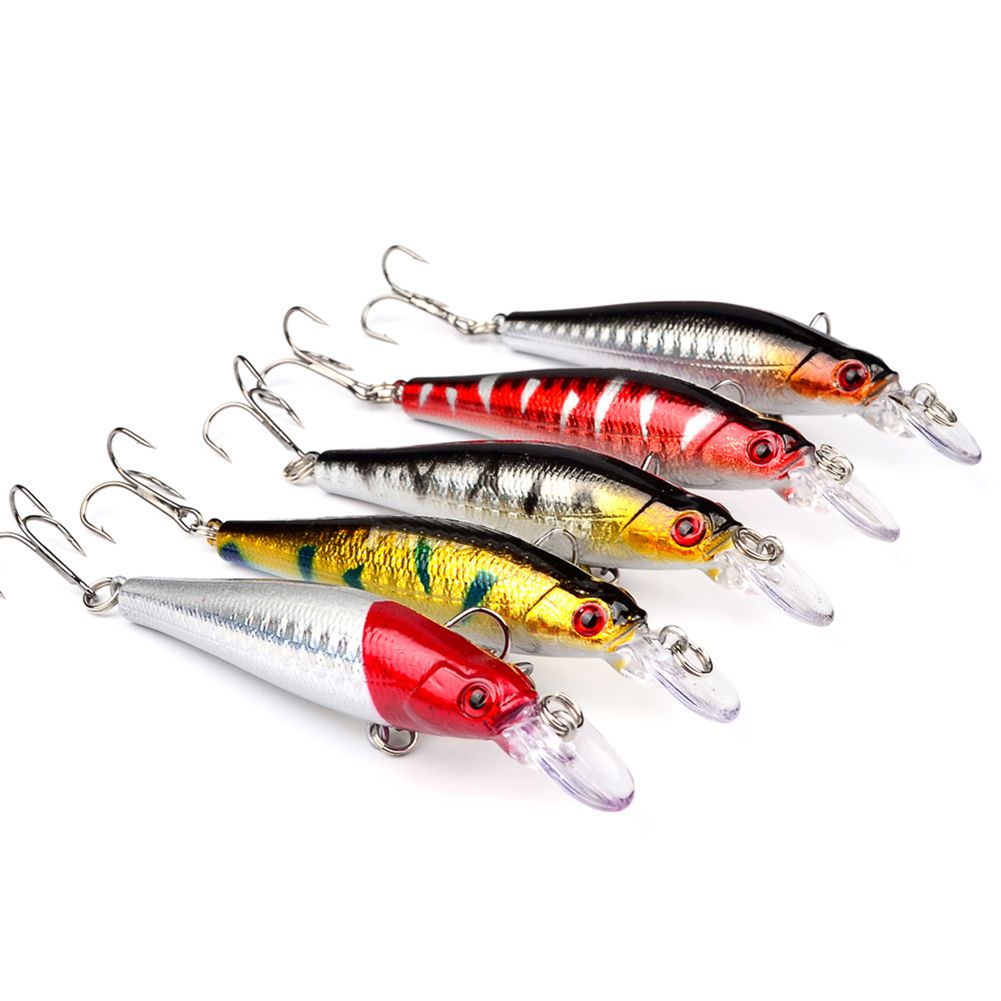 Yfashion 5PCS 9CM Plastic Hard Bait Crankbait reble Hooks Fishing Lure