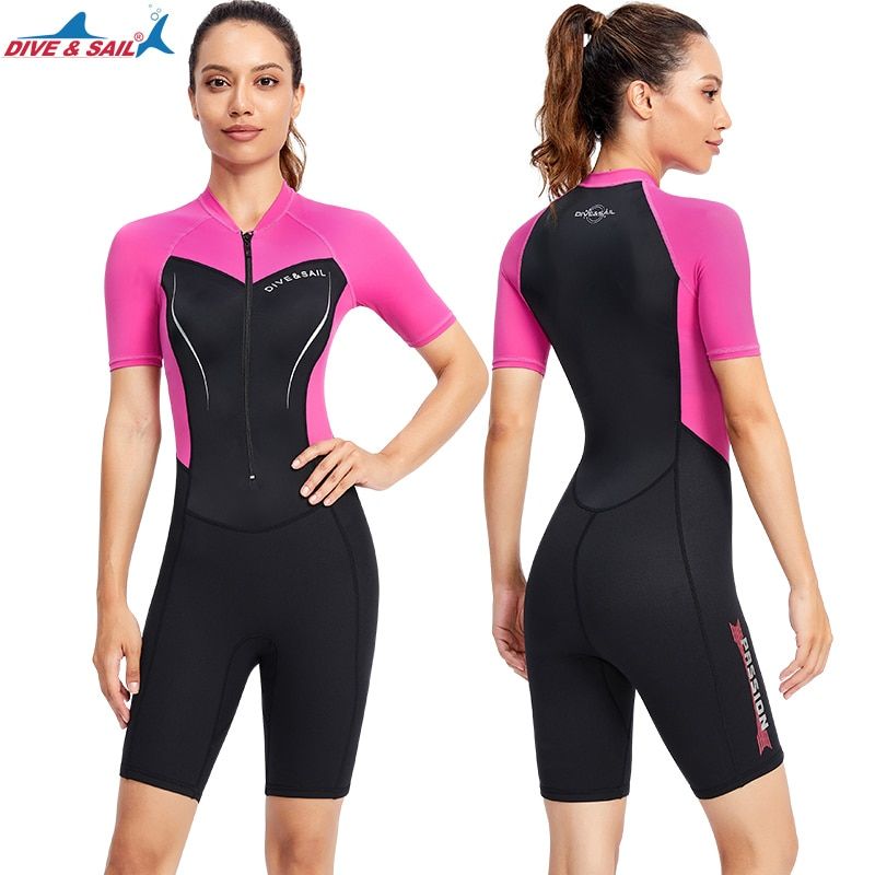 Men's Women's Shorty Wetsuits 's Neoprene UPF50+ Lycra Diving Suit 1.5mm Jumpsuit Short Sleeves/Leggs Front Zip Swimsuit