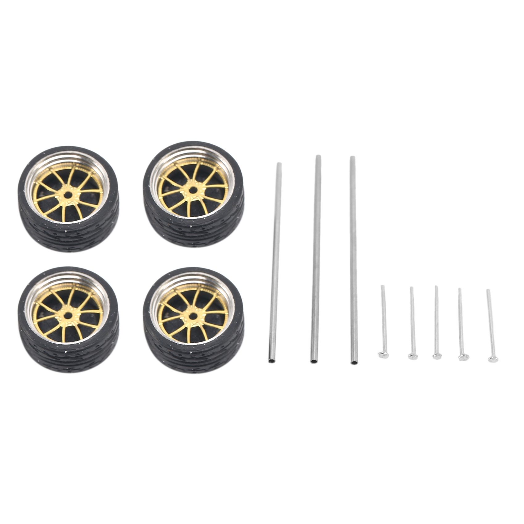 4Pcs 1/64 Scale Alloy Wheels Tire Alloy Model Car General Modified Tire for 1:64 Vehicles General Model Tire B2