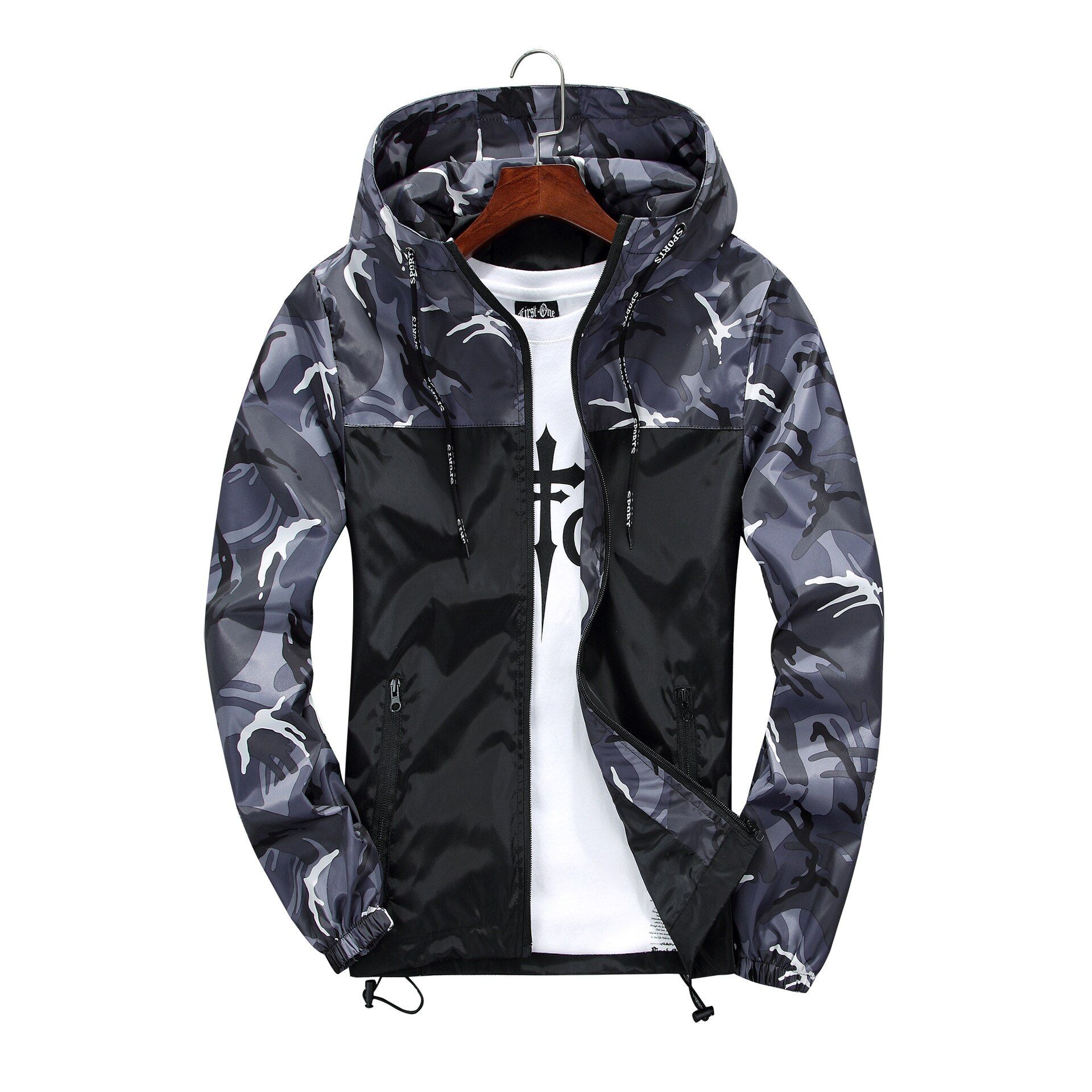 Hiking Jackets Zipper Waterproof Jacket Outdoor Sportswear Casual Lightweight Hoodie Rain Coat Climbing Men's Windbreaker