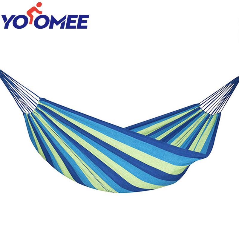 Yoomee Portable Hammock Single People Outdoor Garden Sports Home Travel Camping Swing Stripe Canvas Hang Bed Hammock
