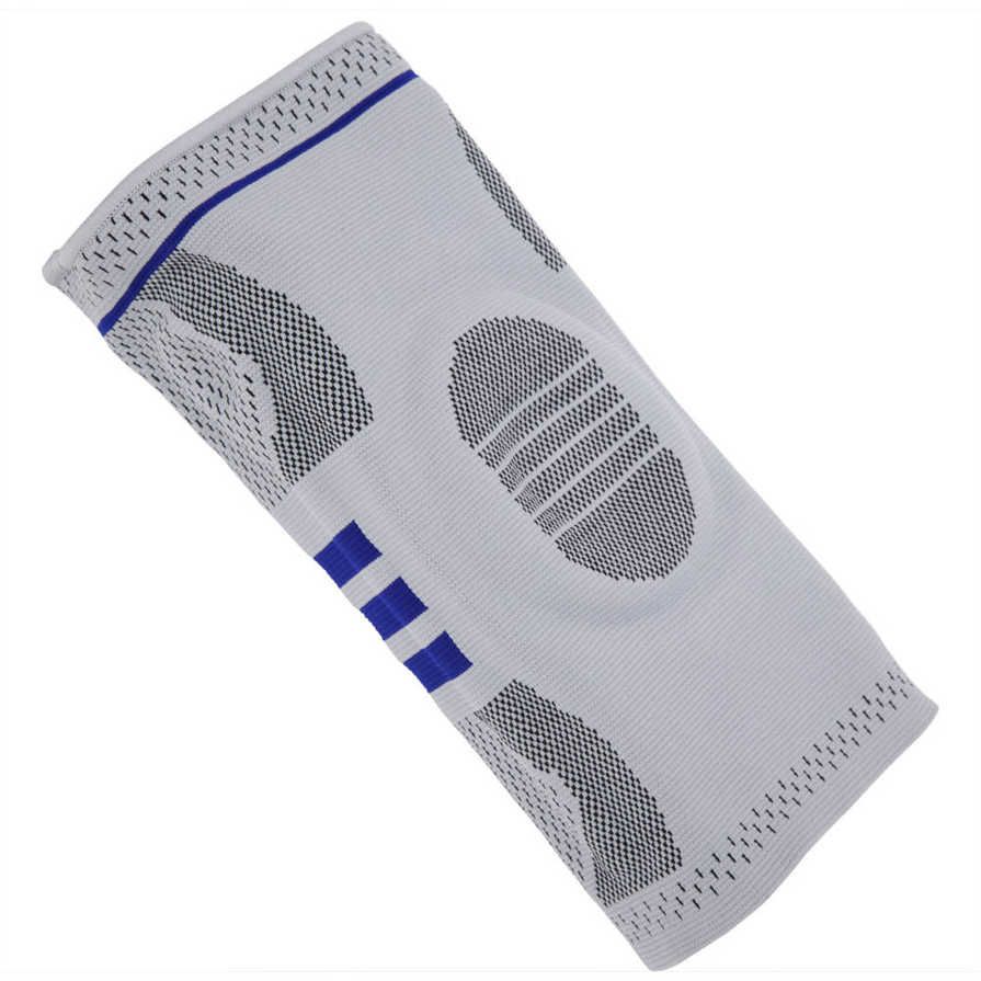 Leg Joint Sleeve Knee Brace Knitted Protection Kneepad Gray with Side Stabilizers for Workout Yoga