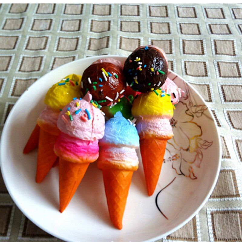 Straps Bread Scented Key Chains Charms JETTING 10cm Cute Kawaii Soft Jumbo Ice Cream Cone Squishy Cell phone
