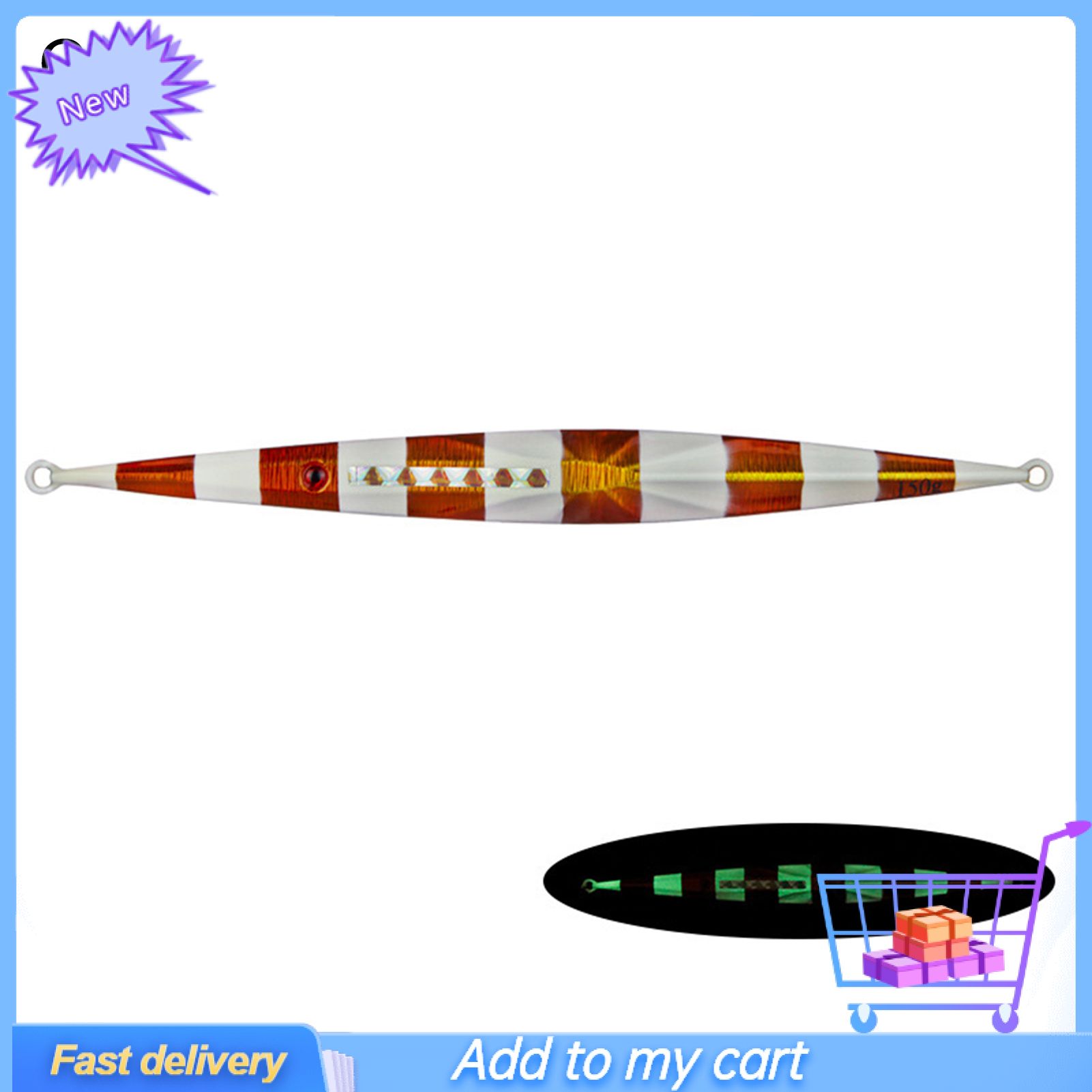 150g 18.4cm Plate Lure Smooth Surface 3D Shape Metal Quick Sinking Jig Bionic Bait  Lure for Outdoor