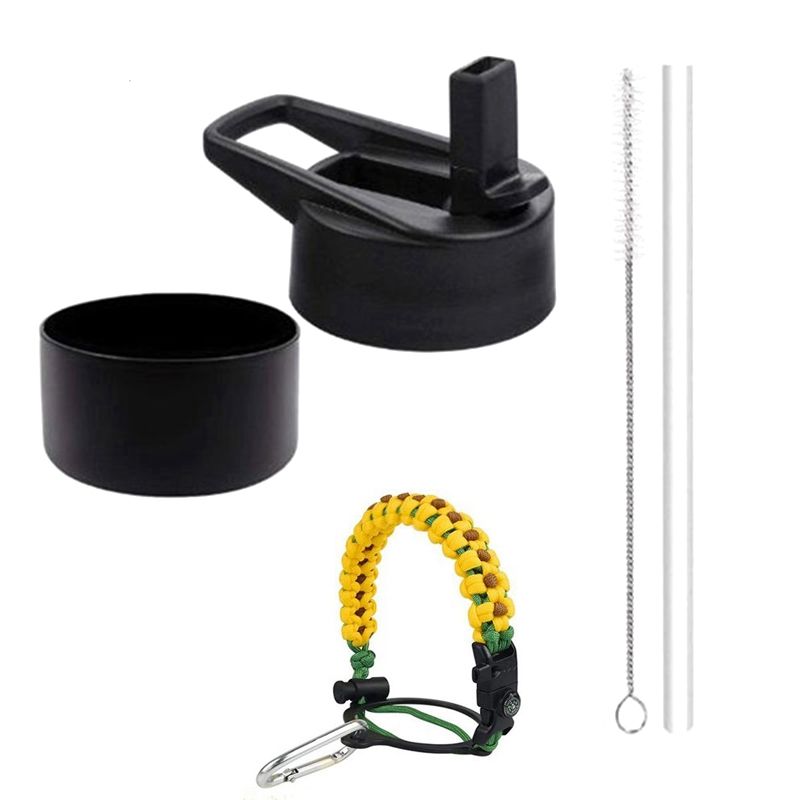 Umbrella Rope Handle for Hydro Flask 32/ 40 Oz Wide Mouth Bottle,with Safety Ring,Compass and Carabiner Water Bottle Lid