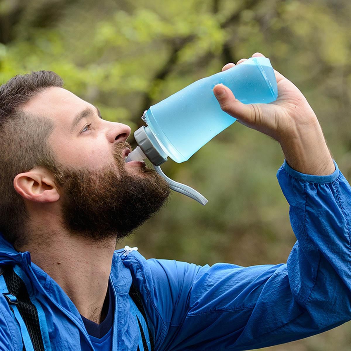 750ml TPU Silicone Collapsible Folding Sports Drinking Water Bag Portable Soft - Blue 750ml