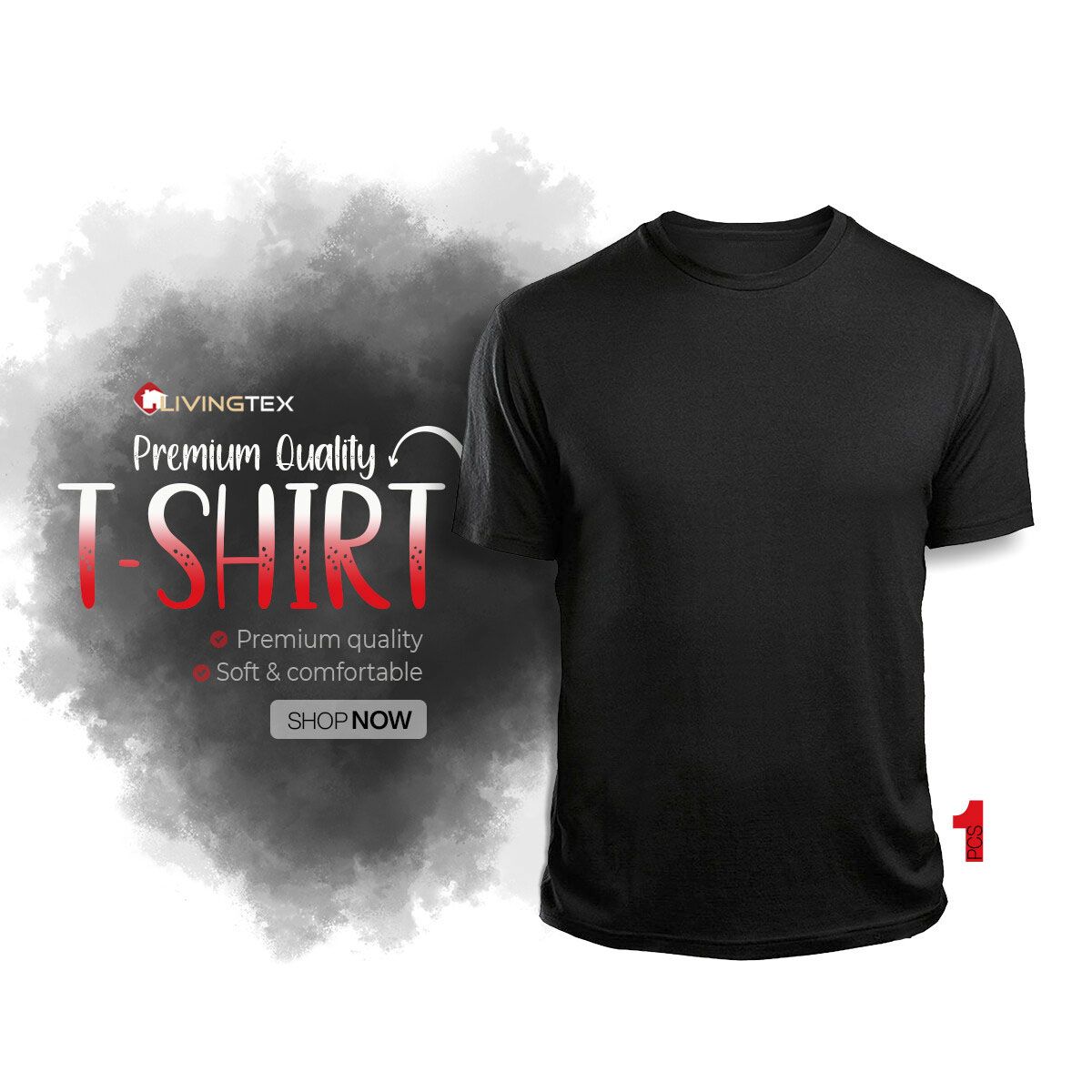 Black T shirt & 6 pair premium socks combo