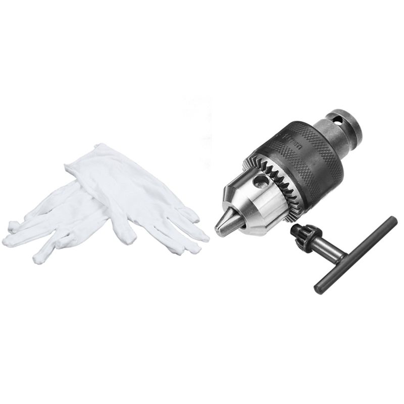 White Anti-Static Protective Gloves for Housework Workers with 1.5-10mm Capacity Key Drill Chuck Wrench Converter