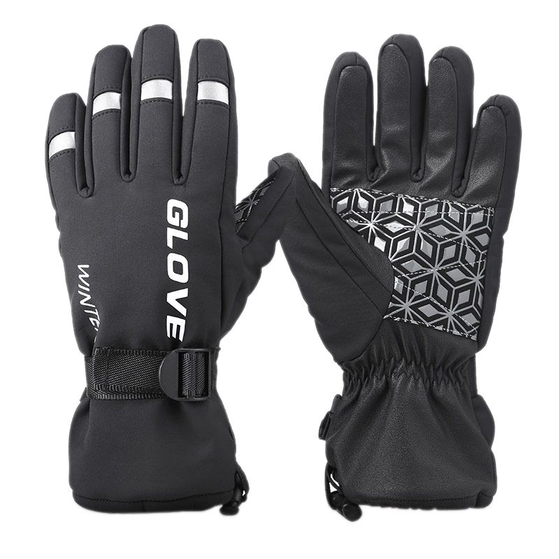 Bike Glove Contact Screen Thickened Reflective Gloves Running Cycling Gloves Sports Winter Gloves for Men Women XL