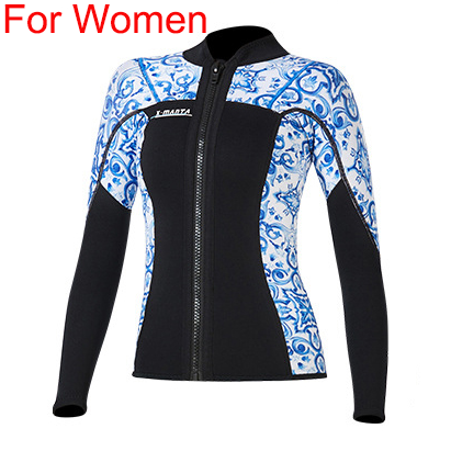 3MM Neoprene Diving Wetsuit Top Long Sleeve Women Men RashGuards Winter Warm Swimming Scuba Snorkeling Spearfishing Suit T-shirt