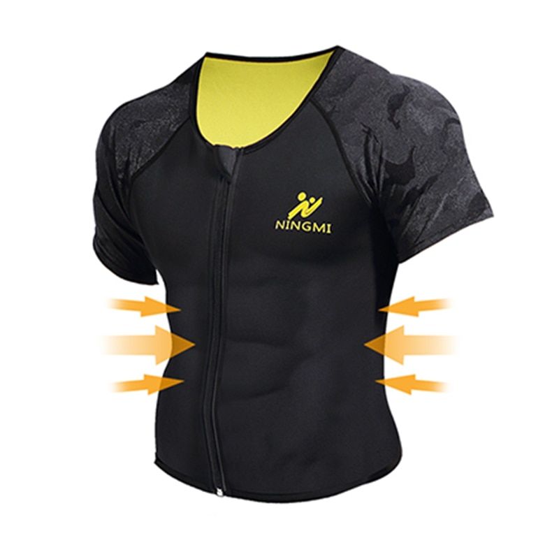 LANFEI Men Waist Trainer Vest Hot Neoprene Sauna Slimming Corset Body Shaper Weight Loss Zipper Sweat Tank Top Workout Shirt