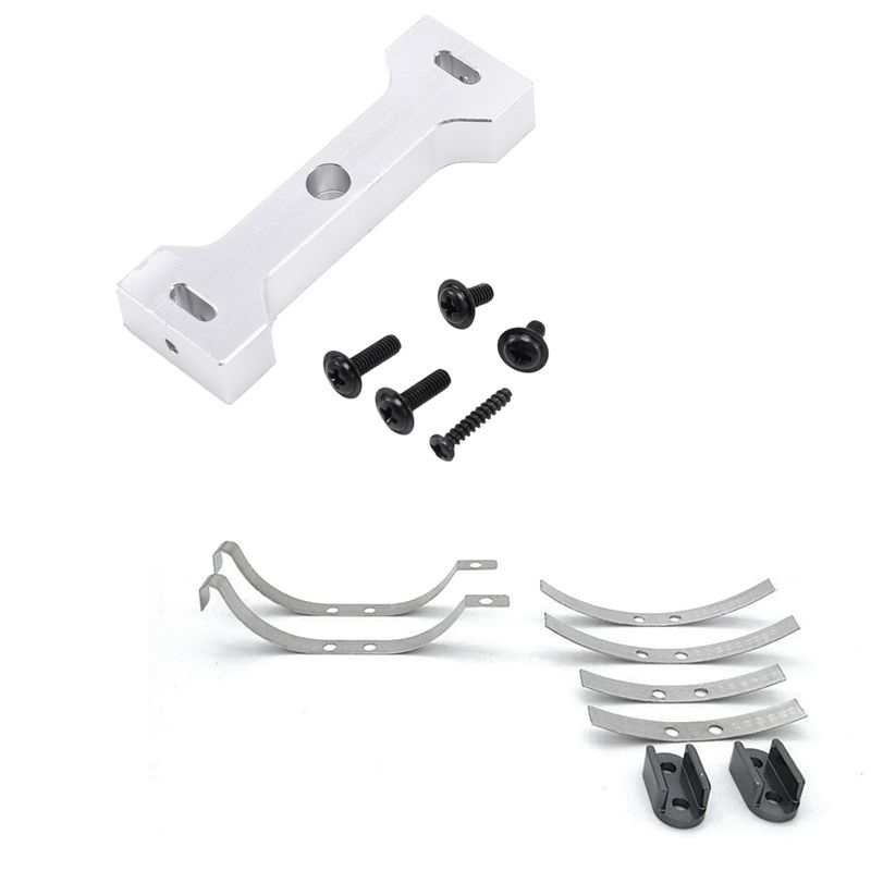 BRADOO- 2 Set RC Car Part: 1 Set Metal Beam Center Fixed Accessories & 1 Set Steel Shock Absorber Leaf Springs Suspension