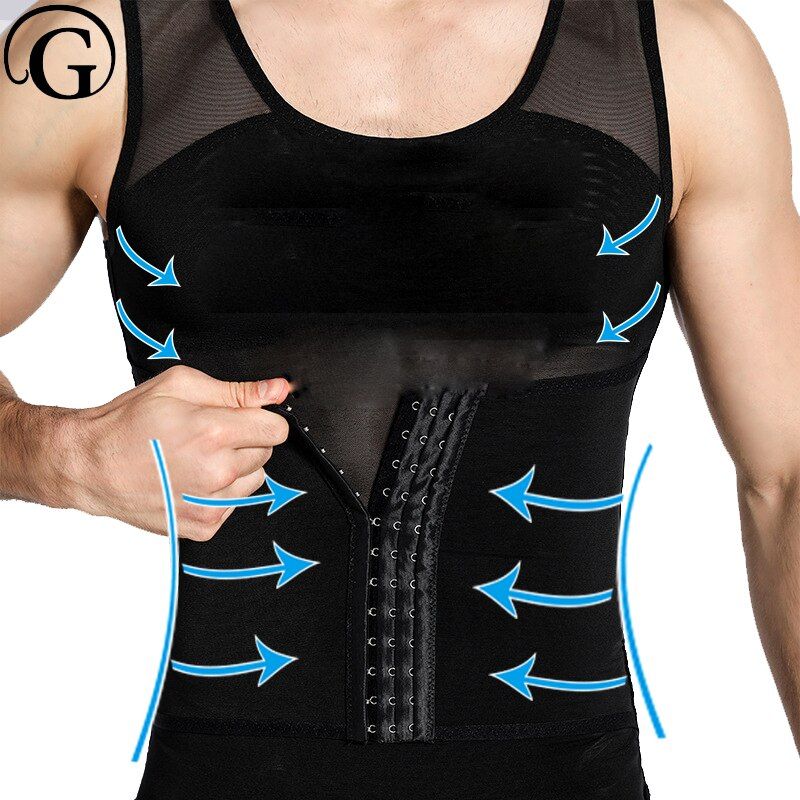 Men Shaper Slimming Belly Corset Control Waist Tops Hook Compression Underwear