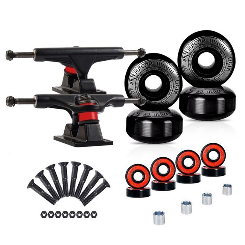 Professional Skated Trucks Wheel Combination 5 Inch Bridge 52X30mm 95A Wheels Longd Parts Skated,Black