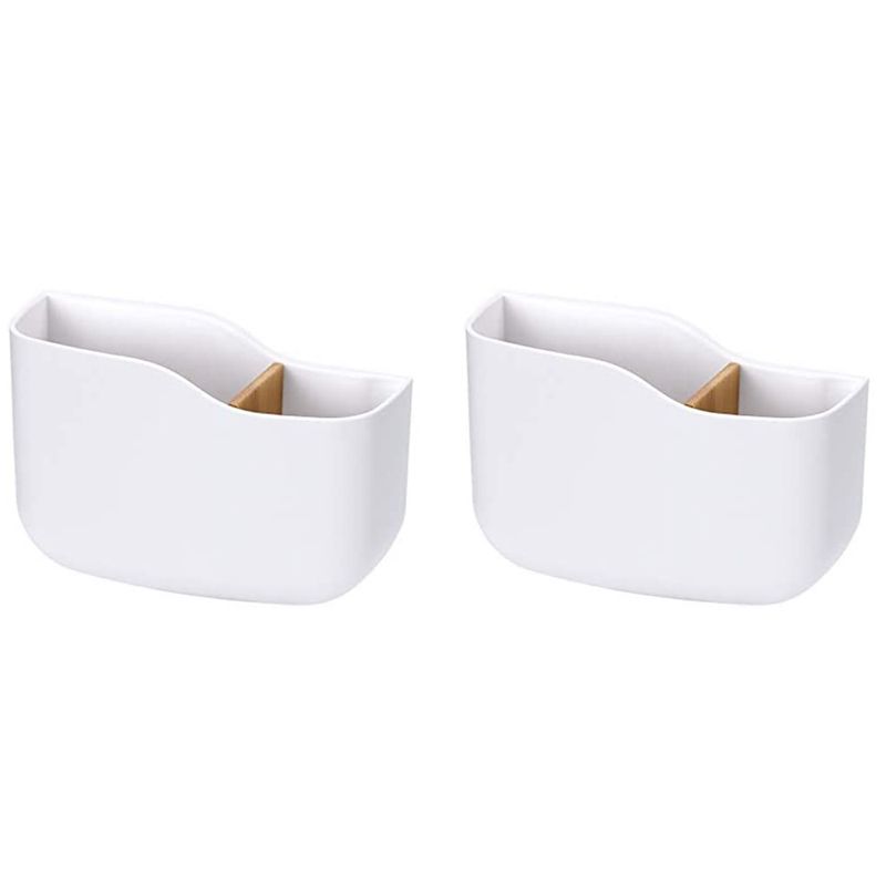 2Pcs Remote Control Holder Storage Box Wall-Mounted Mobile Phone Charging Stand Storage Rack Pen Holder