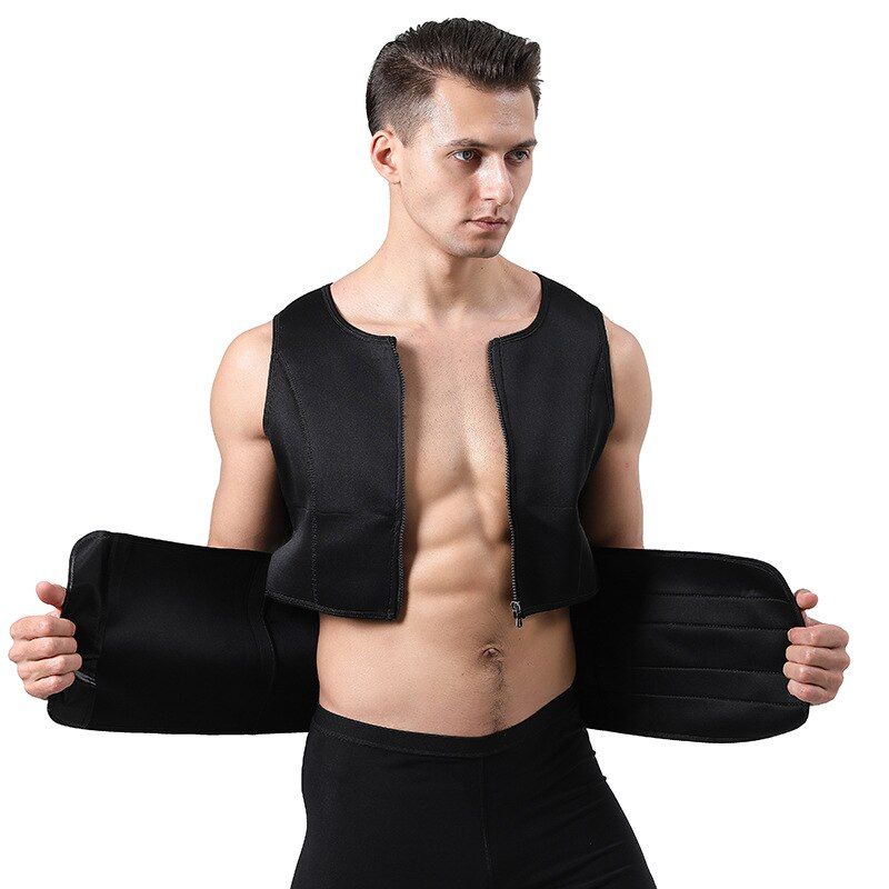 Neoprene Sauna Fitness Shapewear for Men Corset Zipper Slimming Vest Waist Trainer Belt Body Shaper Belly Tummy Control Burn Fat