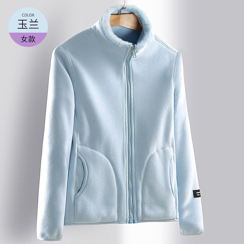 Men's women's polar fleece coral fleece coat double face fleece jacket to thicken the inner liner of outdoor charging couple