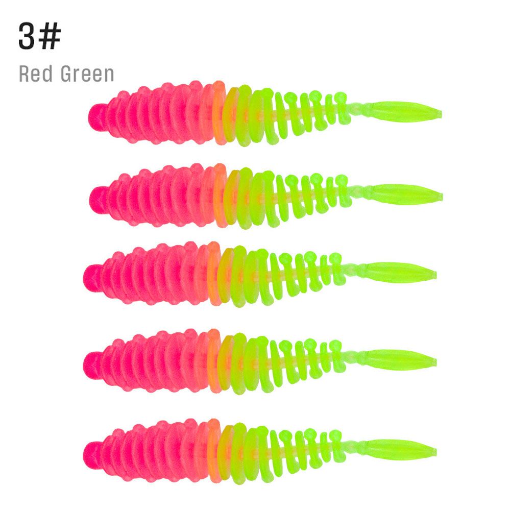 Yfashion 5Pcs/Set Fishing Soft Lures Jig rout Worm Soft Baits 5.5cm Artificial Sea Worms Earthworm Fishing Soft Lures Wobblers