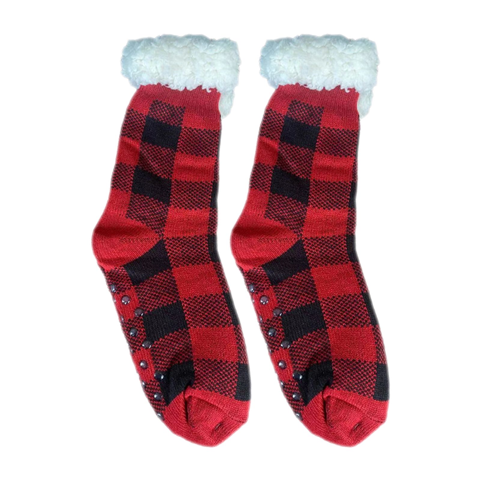 Fluffy Socks Breathable Plaid Print Women Warm Fluffy Socks