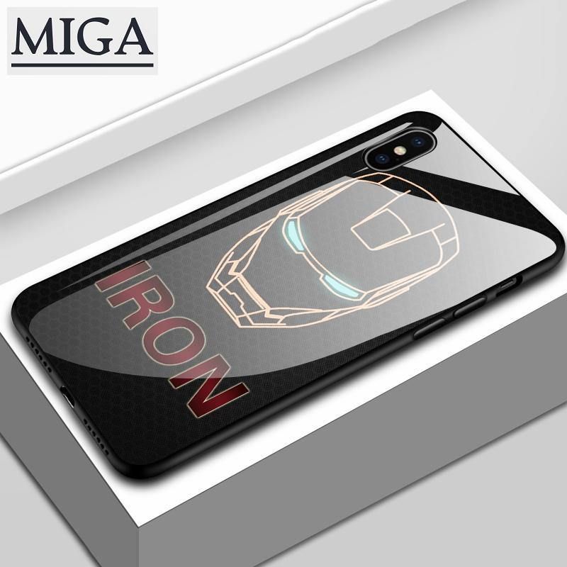 Marvel Avengers Superhero Ironman Spiderman Shockproof Case Back Glass Cover For Apple iPhone 6 6+ 6Plus 6S 6S+ 6SPlus 7 7+ 7Plus 8 8+ 8Plus X XS XR XS Max