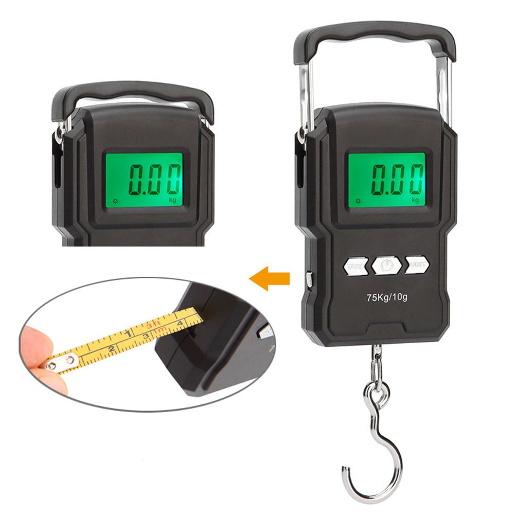 Yfashion 75Kg Electronic Weighing Scale LCD Digital Display Hanging Hook Scale for Fishing ravel