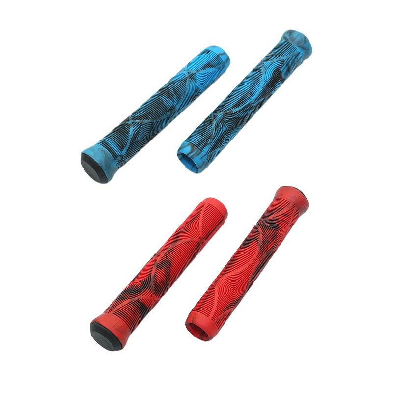 BRADOO- 2 Pair Bike Grips Soft Flangeless Anti-Slip Bicycle Handlebar Grips for Scooter Bars BMX Bikes Blue & Red