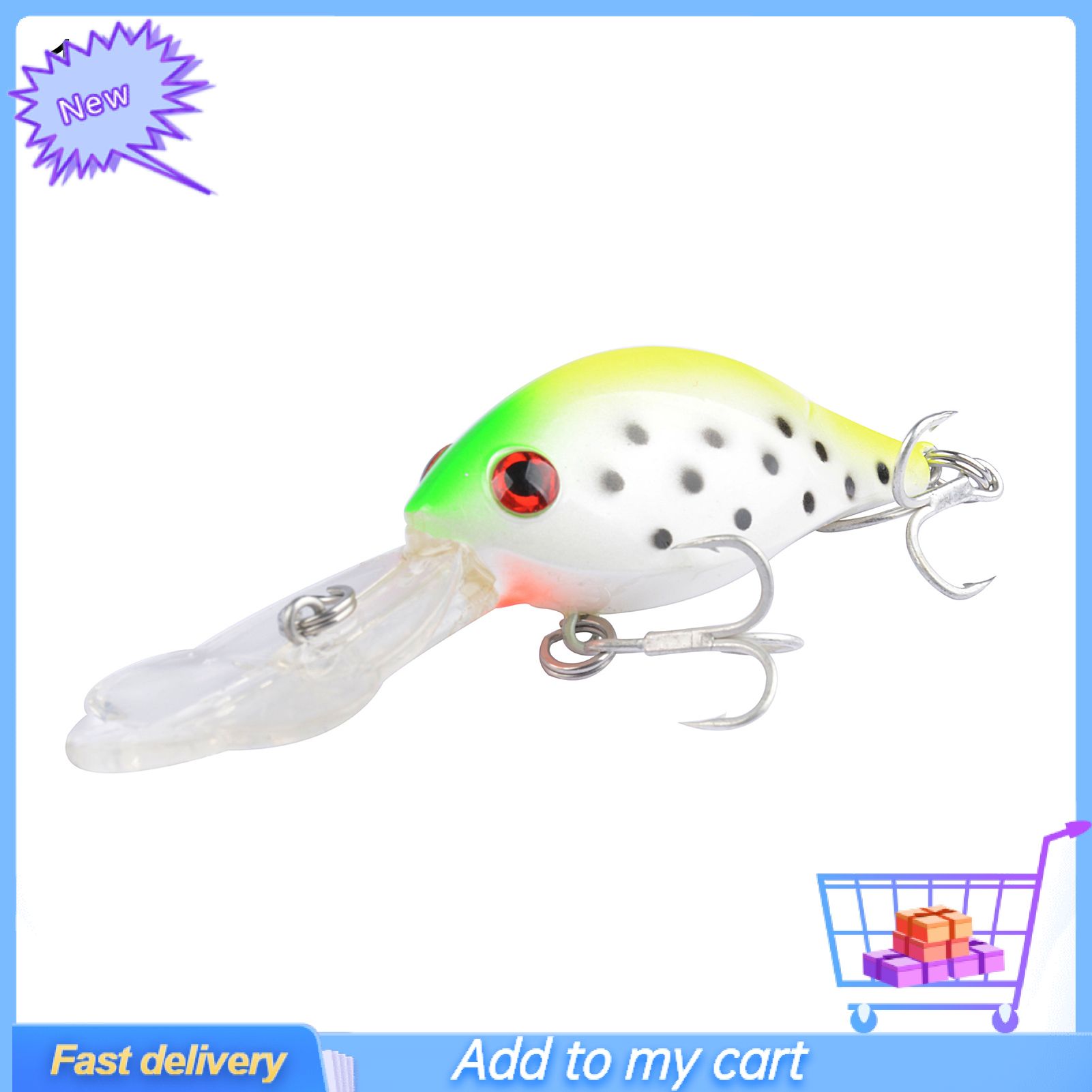 9g 9cm Fishing Lure 3D Eyes Petal-Shaped Mouth Vivid Winter Predator Fish Lure Artificial Crank Bait for Outdoor