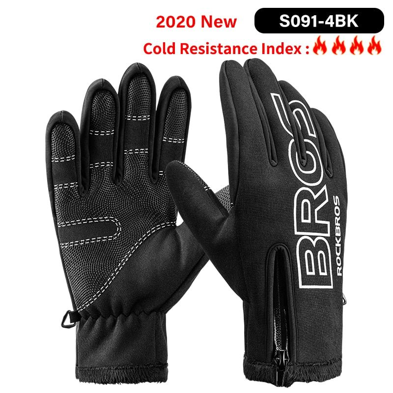 ROCKBROS Touch Screen Bike Gloves Winter Thermal Windproof Warm Full Finger Cycling Glove Anti-slip Bicycle Gloves For Men Women