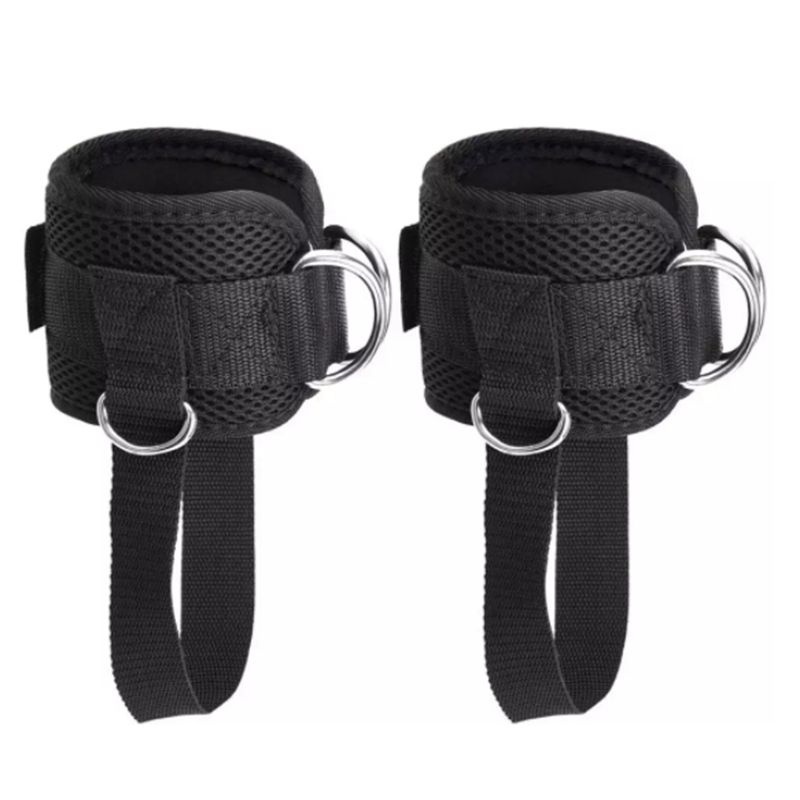 Adjustable Ring Ankle Straps with Foot Strap Cable Machine Fitness Thigh Glute Exercises Padded Ankle Cuffs