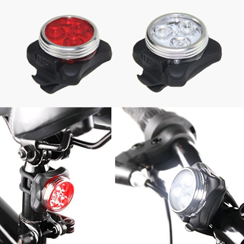 outdoor Bicycle waterproof COB 3 LED USB Rechargeable 4 Modes Bike Night rideFront Head Lamp & Rear Tail Light