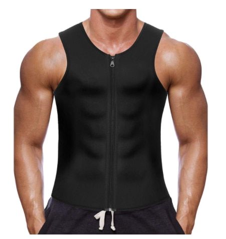 Waist Trainer Men's Sauna Sweat Compression Shapewear Slim Three-ed Zipper Vest Corset Fat Burning Body Shaper