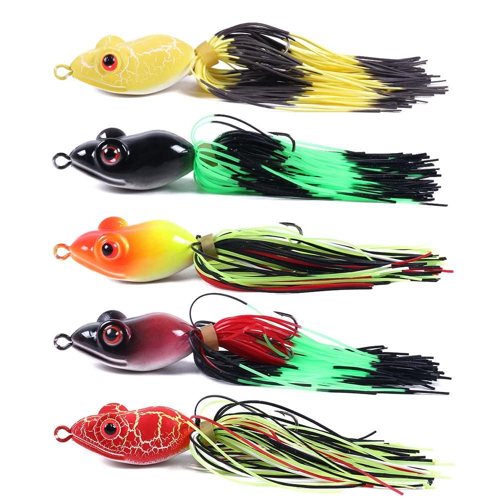 5pcs 11cm / 9.8g Frog Lures Kit Plastic Artificial Fishing Popper Lure Bait