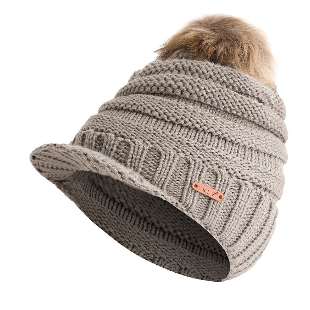 Lz256 Ladies Knit With Hat, Big Hair Ball Hat, Autumn And Winter Wool Cap