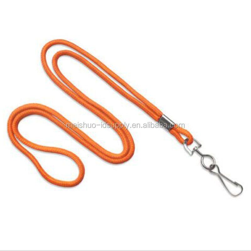 Orange Round Nylon ID Lanyard with Swivel Hook for for Card Badge Holder
