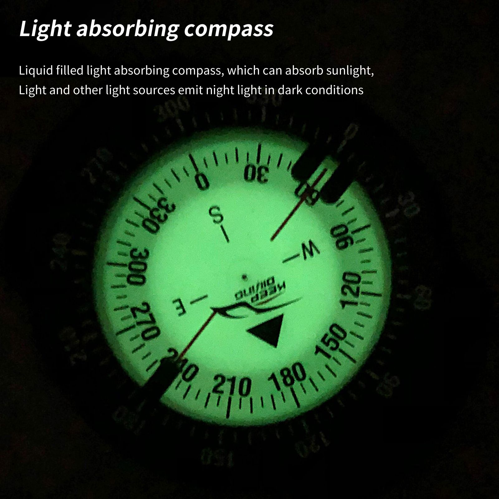 SuperRide Underwater Compass Liquid-filled Light Absorption Professional Underwater Compass