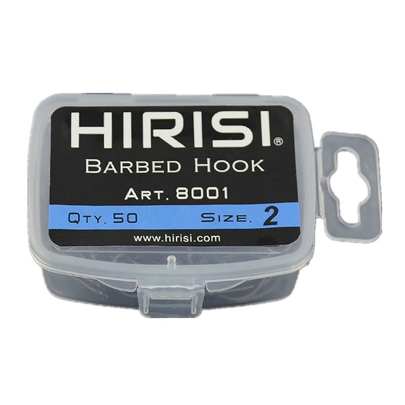 HIRISI 50Pcs Barbed Coated Carp Fishing Hooks With Eye Design Made By Carbon Steel 8001
