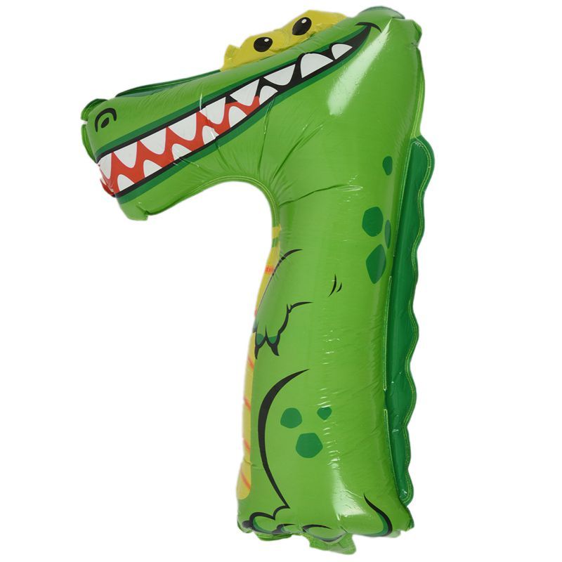Cute kids Pet Numbers Foil Balloon Animal Air walker Helium Fun Birthday Parties Decor, Crocodile 7
