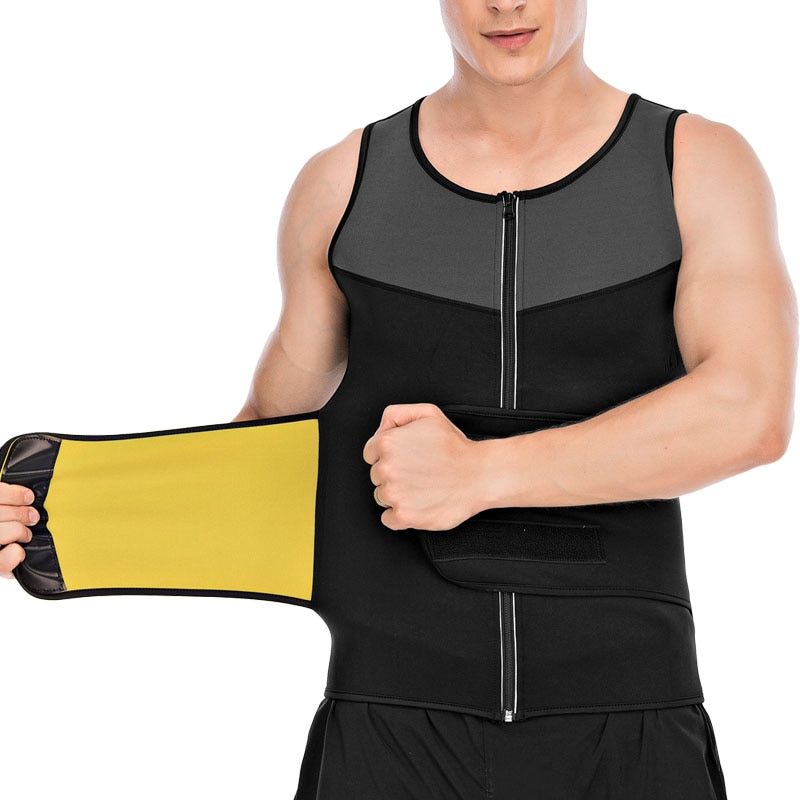 Waist Trainer Belt Men Neoprene Body Shaper Sauna Vest Double Control Weight Loss Workout Compression Slimming Tank Tops