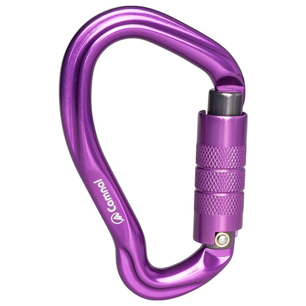 CAMNAL 23KN Mountaineering Caving Rock Climbing Carabiner D Shaped Safety Master Screw Lock Buckle Equipement,Purple