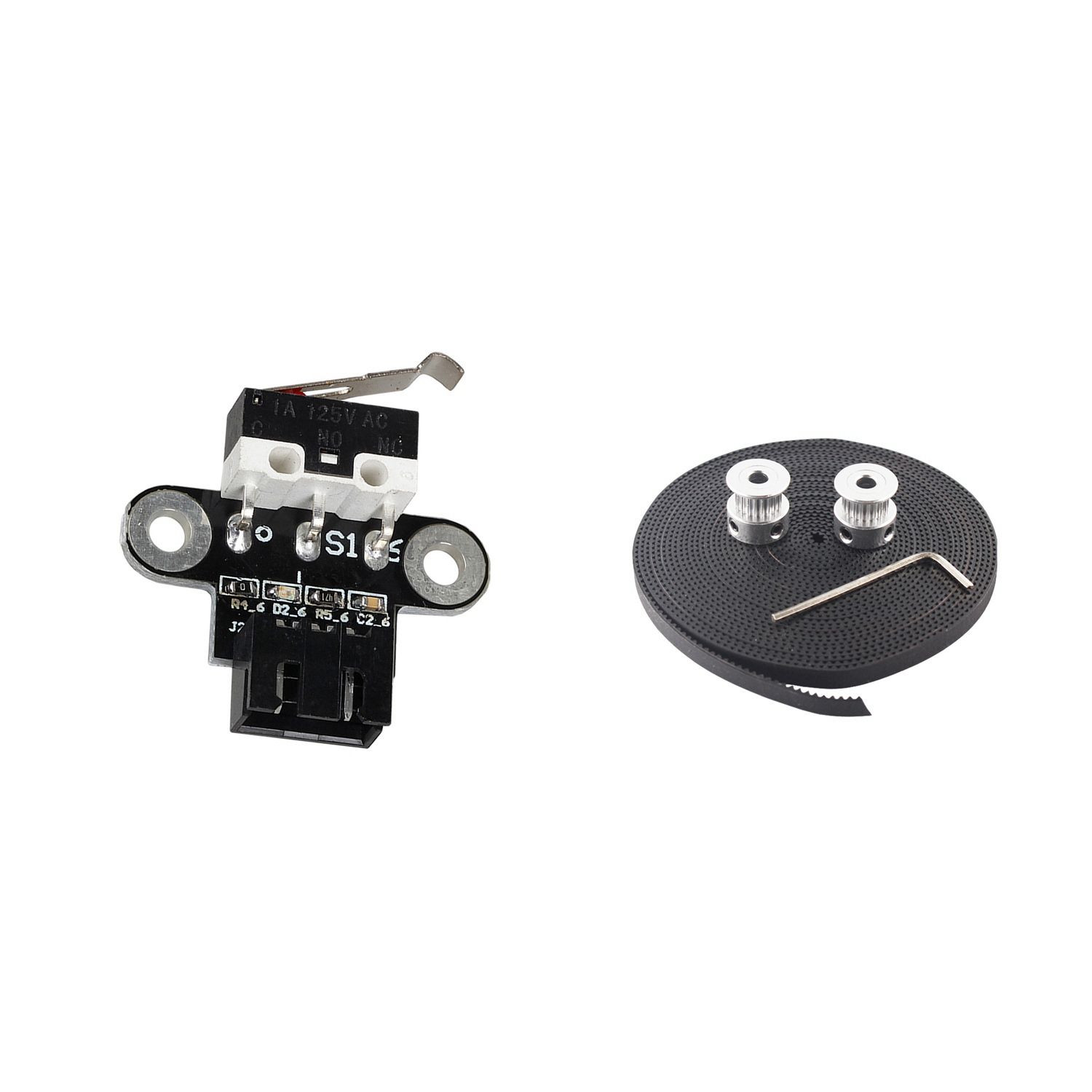 1x 3D Printer Parts Mechanical Endstop Limit Switch Module Endstop Switch & 2Pcs GT2 16Teeth 16 Teeth Timing Alumium Pulley Bore 5mm Width 6mm with 2Meters 2M 6mm GT2 Belt