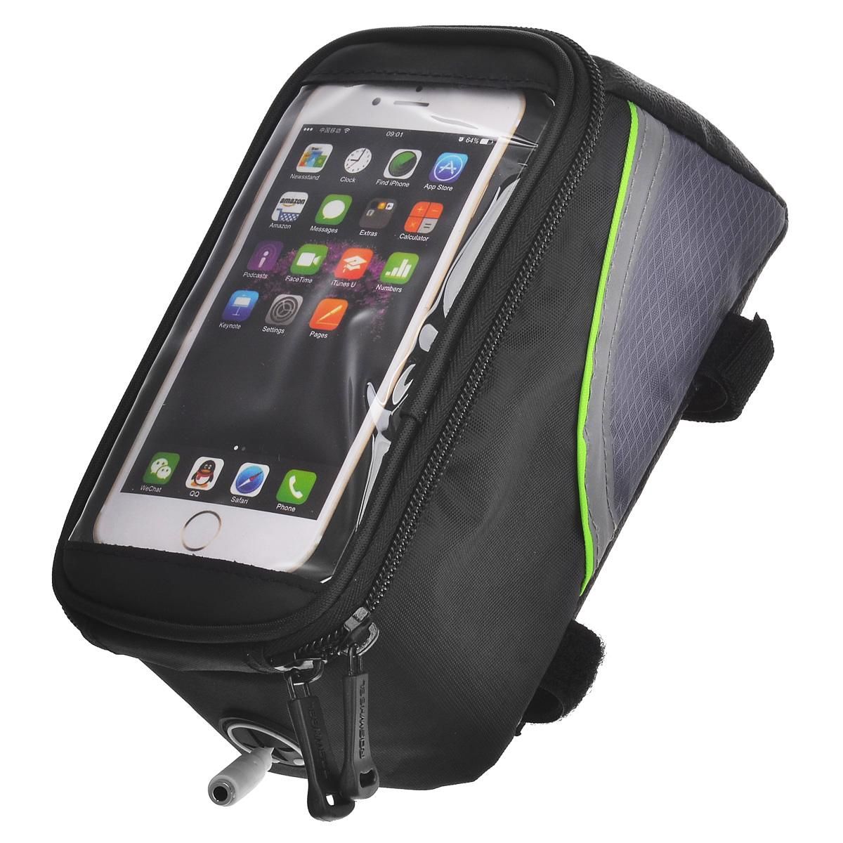 ROSWHEEL 12496L-G5 5.5" Bike Bag w/ 3.5mm Earphone Hole - Black