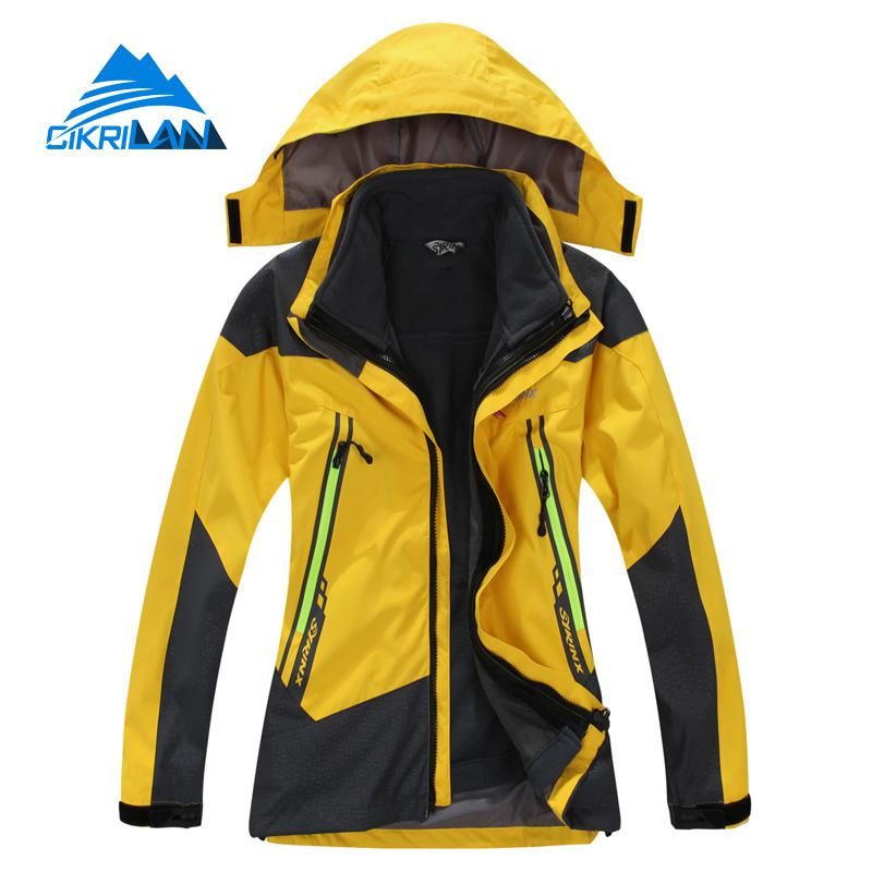 2in1 Windstopper Waterproof Camping Ski Snowboard Coat Outdoor Climbing Hiking Jacket Girls&boys With Fleece Lining