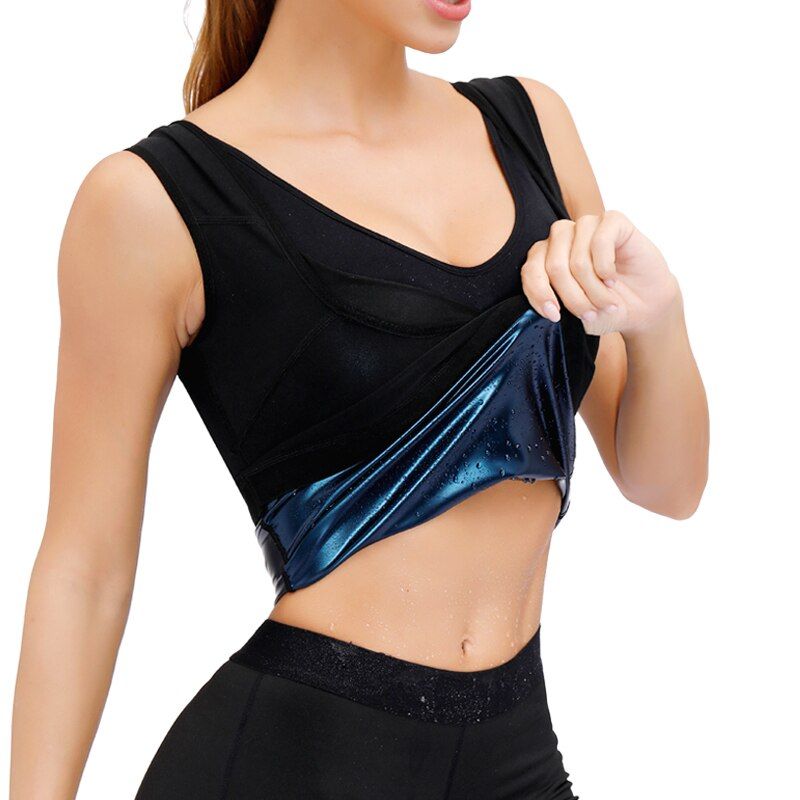 Men Sauna Vest Polymer Sweat Slimming Weight Loss Sauna Suit Tank Top Zipper Body Shaper Shirt Workout Waist Trainer Fat Burning