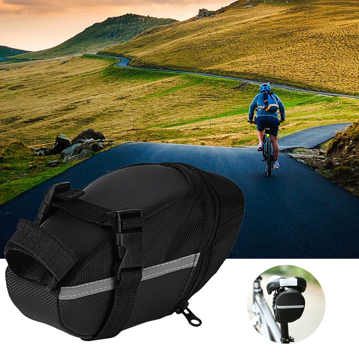 EF Black Rear Storage Seat Waterproof Bag Pouch Bike Bicycle Saddle New Tail