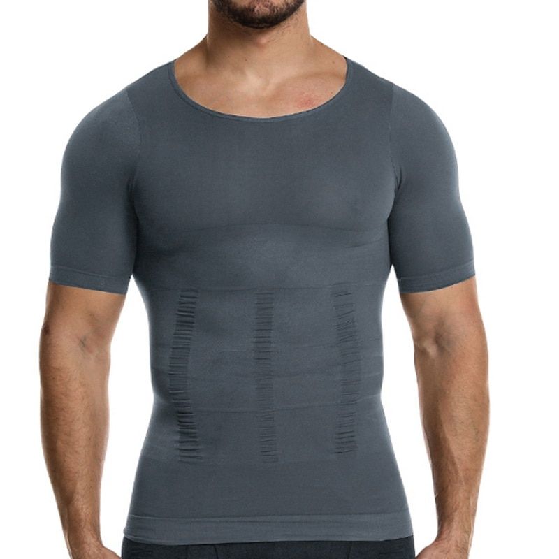 Men Body Toning T-Shirt Body Shaper Corrective sture Shirt Slimming Belt Belly Abdomen Fat Burning Compression Corset