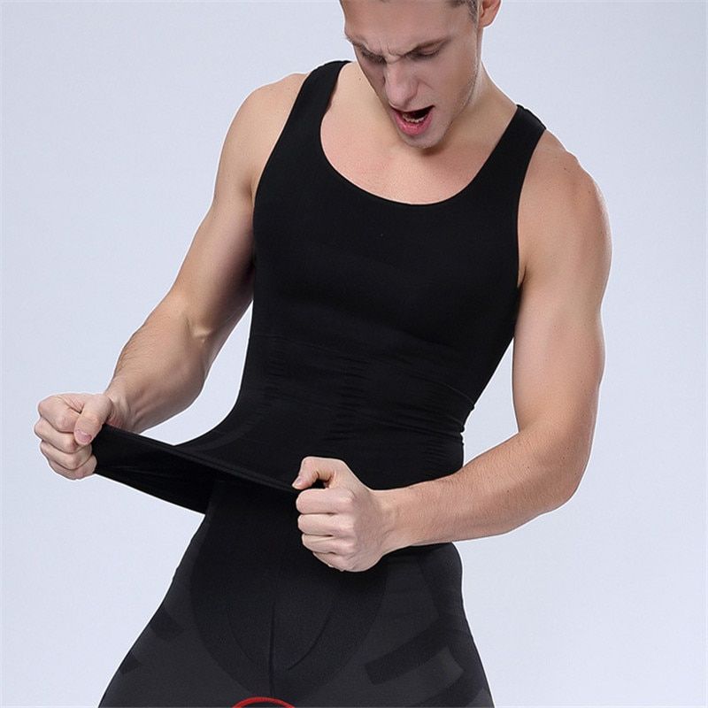 fashion men body shaper vest waist belt girdle abdomen tummy trimmer control corrective fat burn corset shirt shapewear