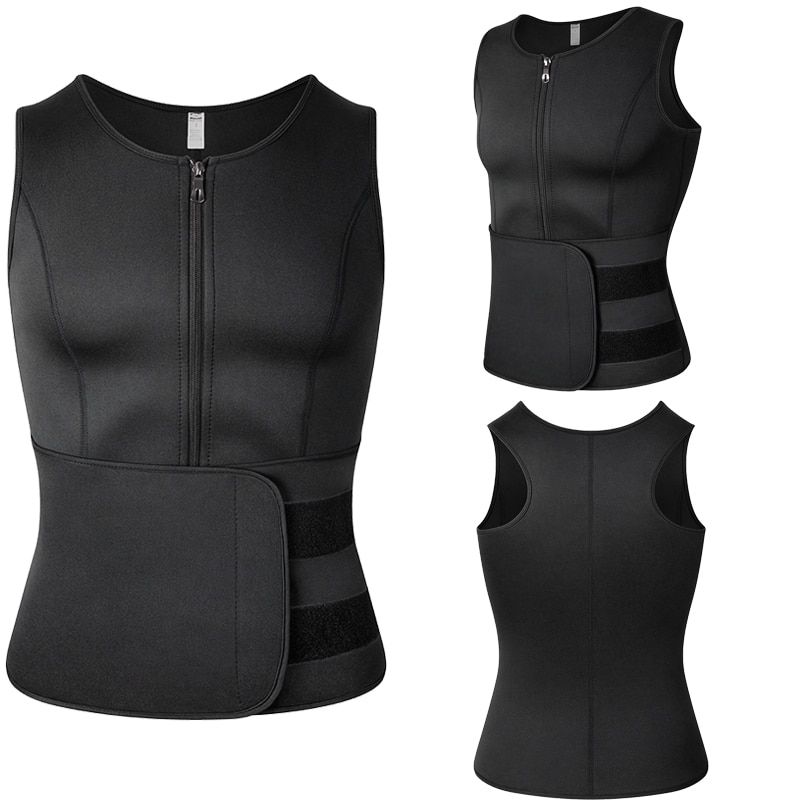 Men's Sauna Sweat Shirt High Compression Modeling Strap Fajas Fitness Abdomen Body Shaper Tops Slimming Belt Waist Trainer Vest