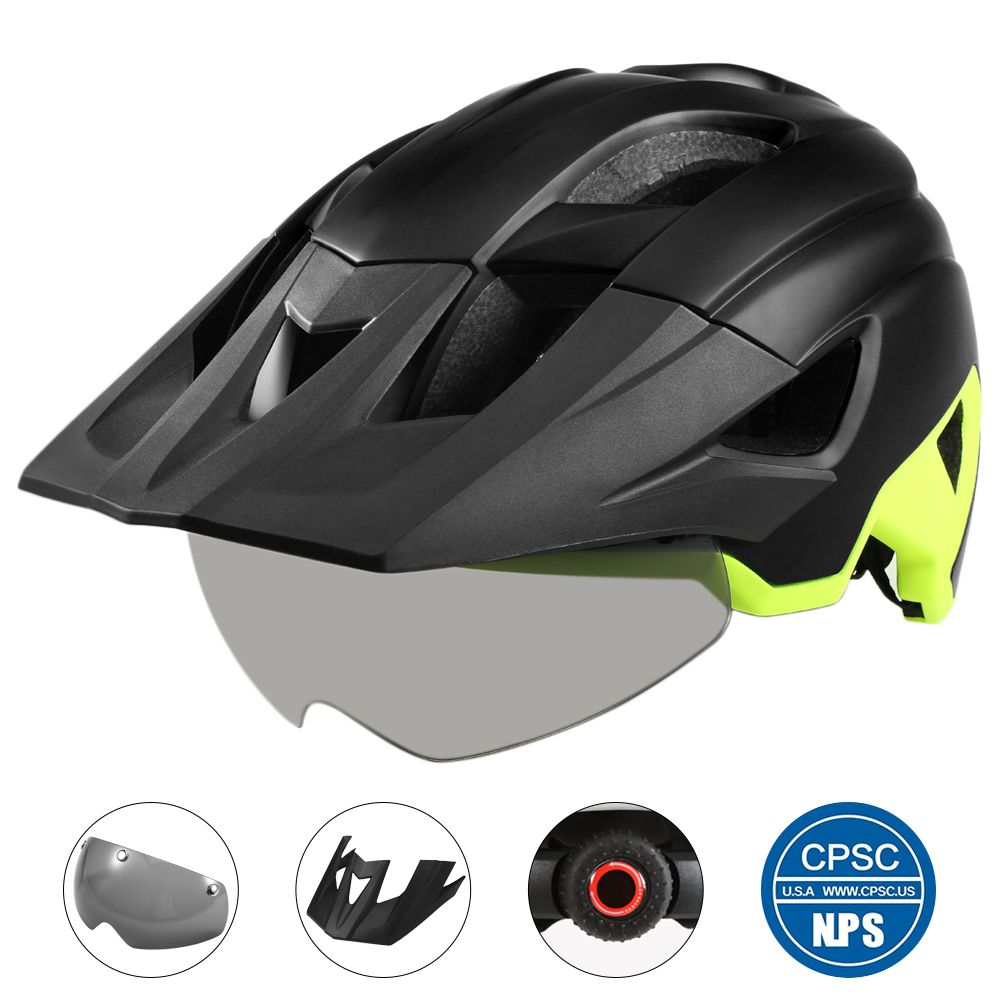 Mountain Bike Helmet with Detachable Visor Detachable Goggles Ultralight Adjustable MTB Cycling Bicycle Helmet Men Women Sports Outdoor Safety Helmet