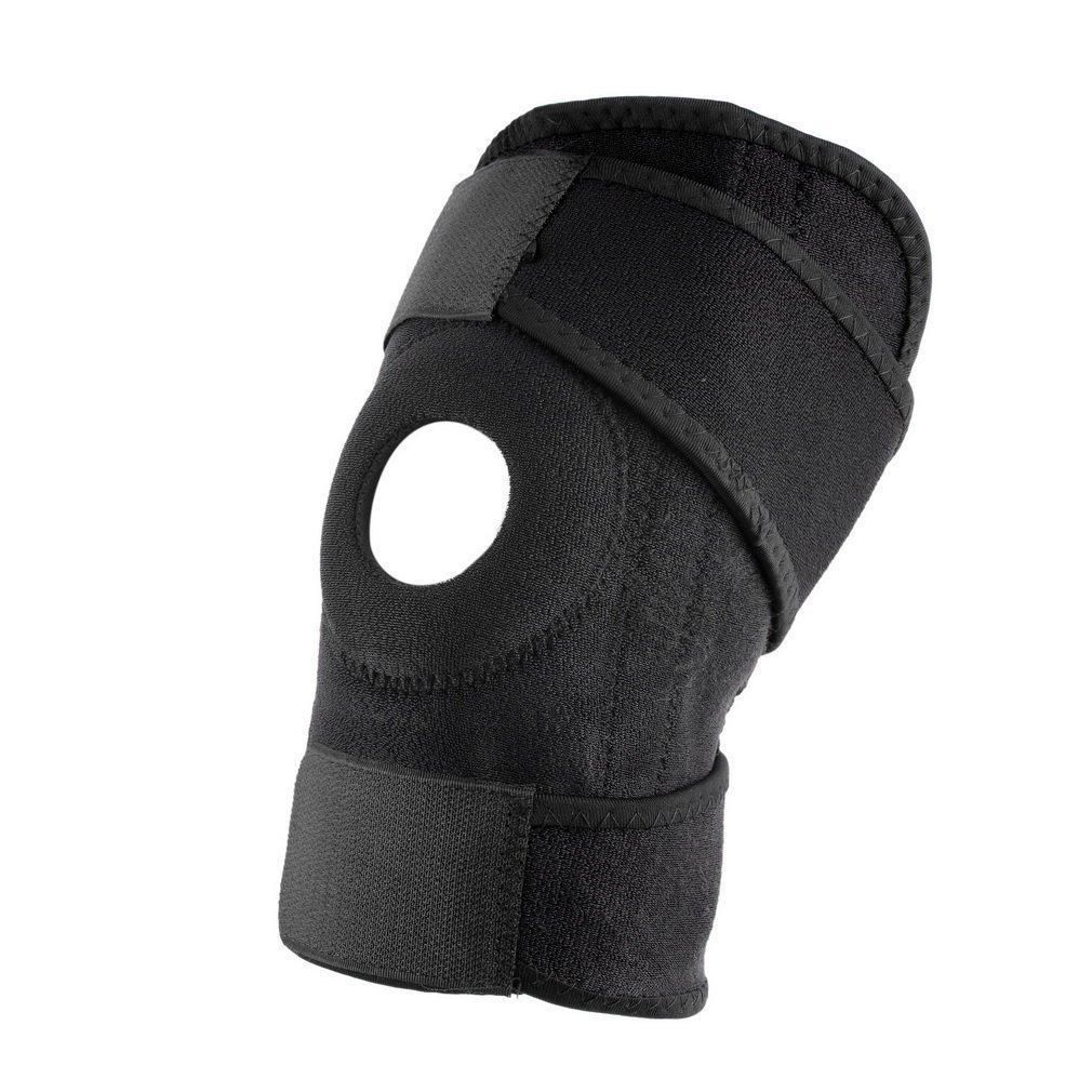 Adjustable Strap Elastic Patella Sports Support Brace Black Neoprene Knee